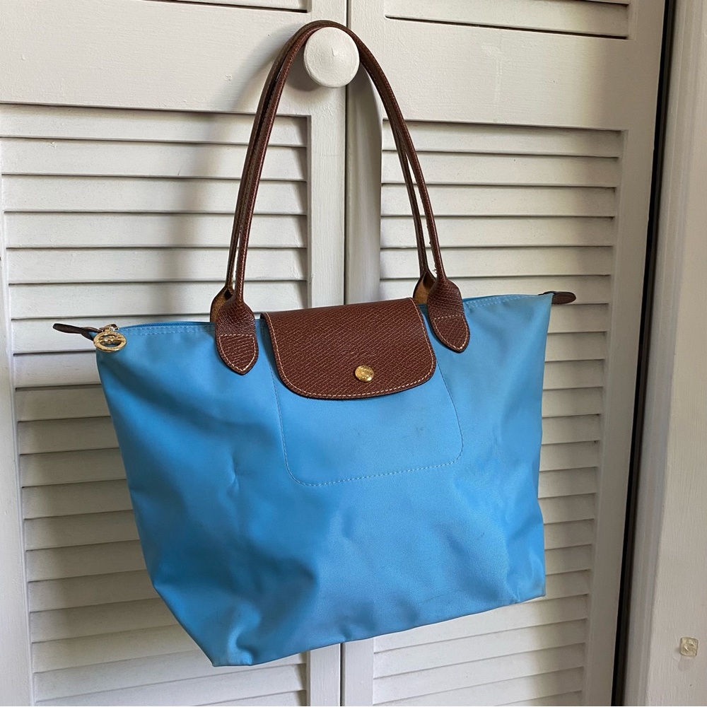 Longchamp |  Le Pliage Small Long Handle Bag in Light  Blue